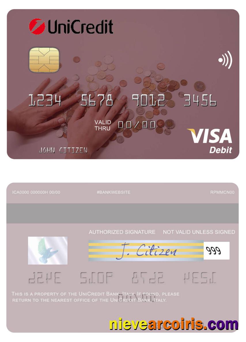 Italy UniCredit Bank visa debit card